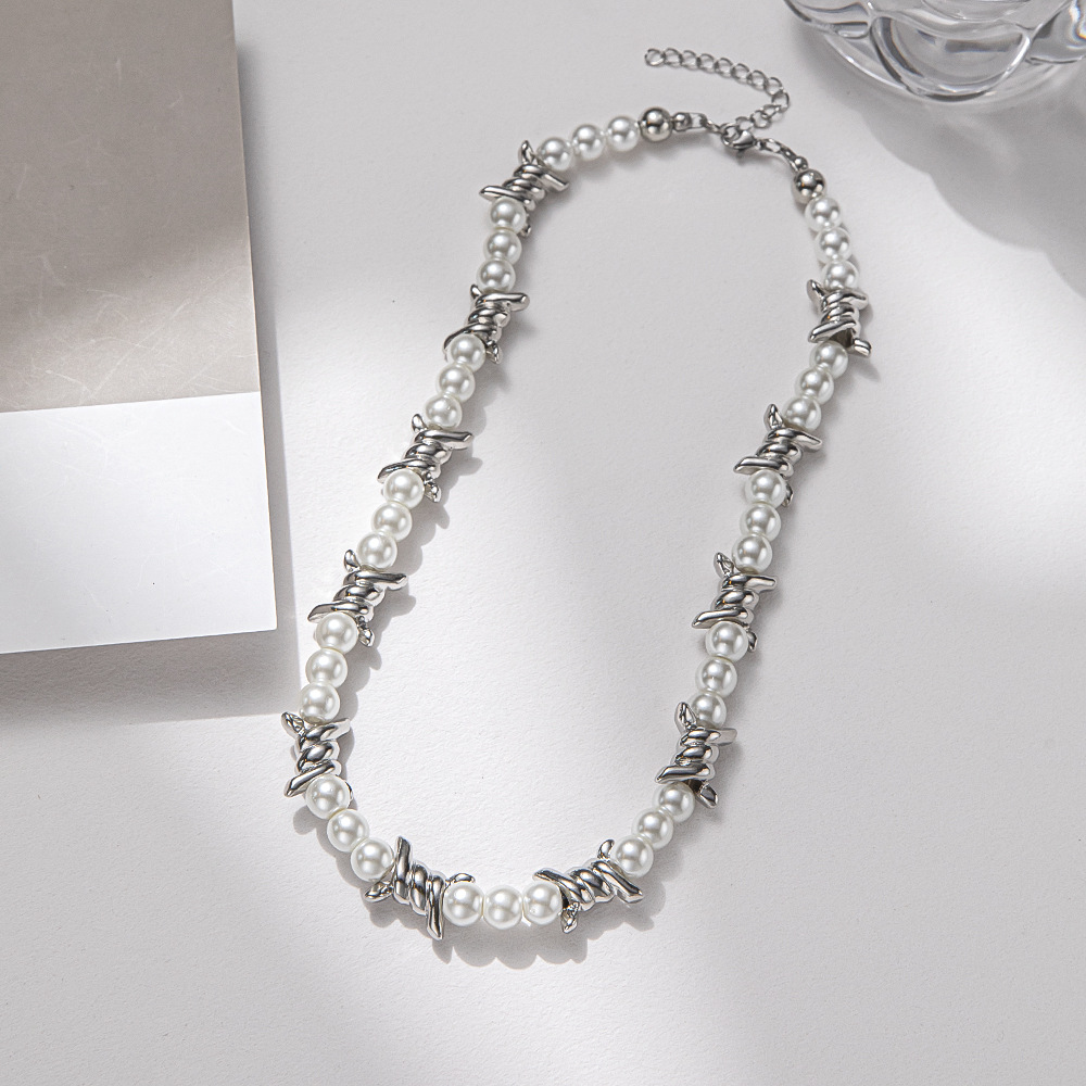 1 Piece Fashion Color Block Imitation Pearl Alloy Beaded Metal Unisex Necklace