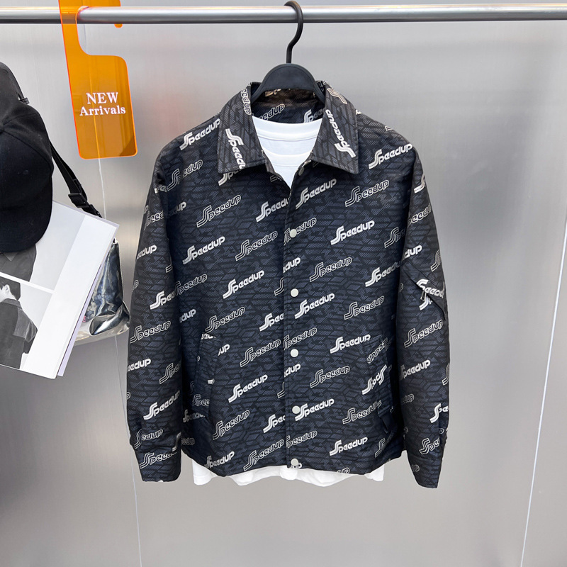 Autumn new men's jacket fashion Men's loose letters trendy jacket lapel coat GEX12112533