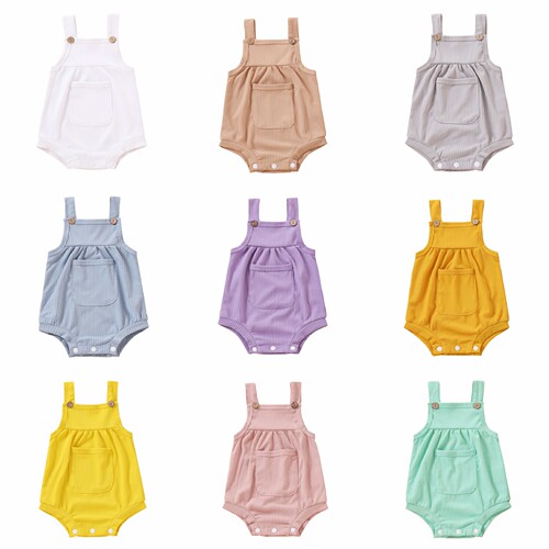 Summer Girls Baby Solid Color Pretty Candy Color Tank Top Baby Crawling Suit