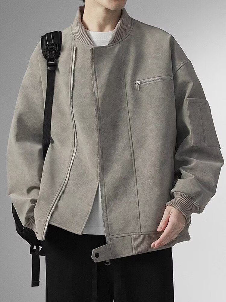 2025 nueva chaqueta de cuero lavada con agua chaqueta de hombre moda retro americana locomotora pareja chaqueta de solapa de moda hombre