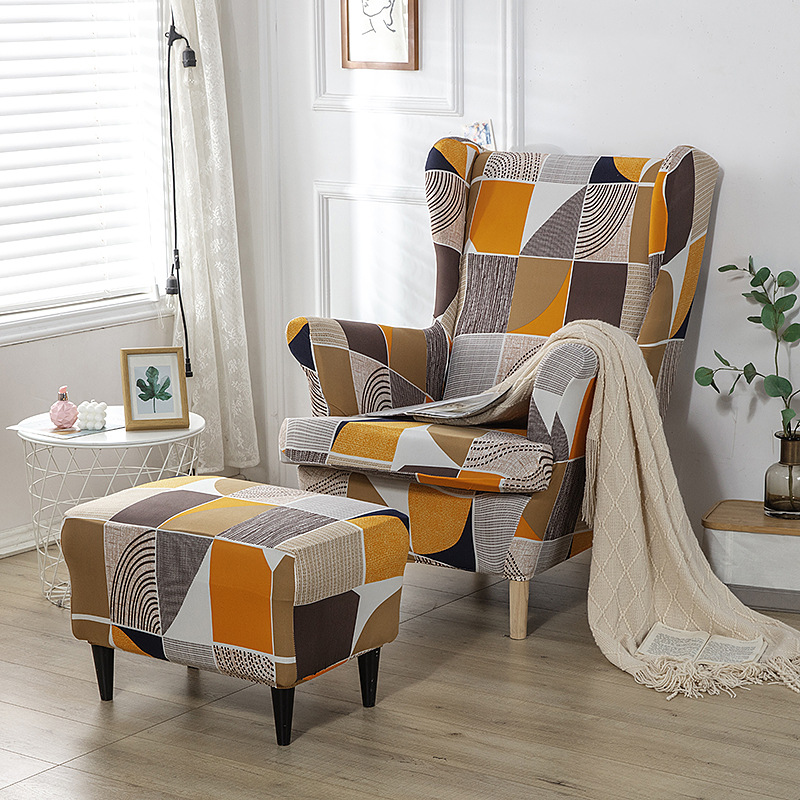 亚马逊弹力老虎凳椅子套印花三件套单人全包美式斯佳蒙沙发椅套罩