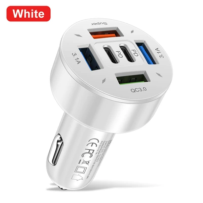 Six-In-One 4Usb+2Type-C Supports Mobil şarj cihazları - white