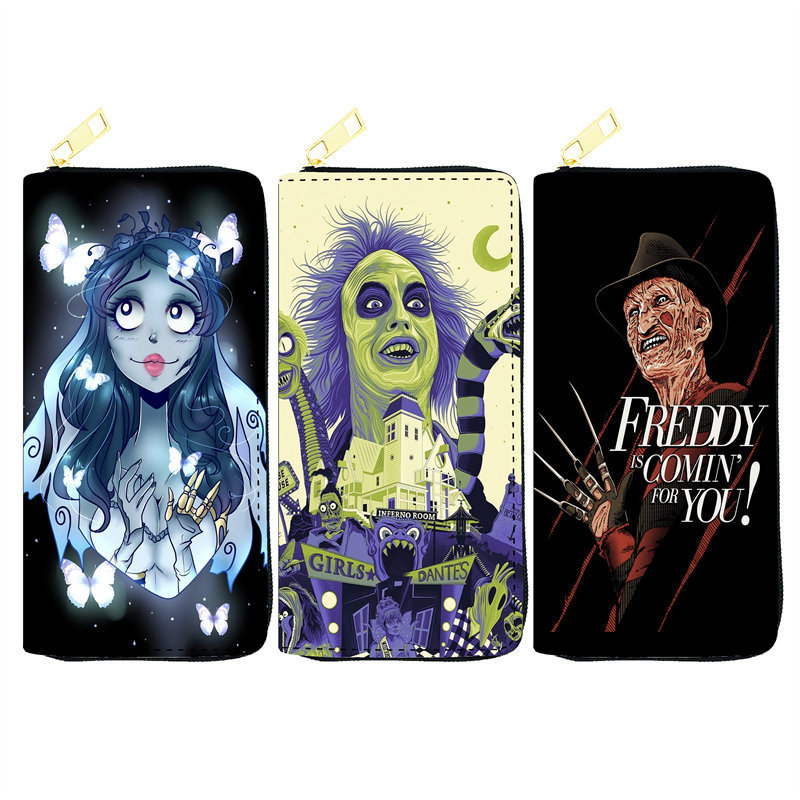 In-Stock European and American Horror Series Pu Wallet, Women's Long Zipper Bag, Single Zipper Bag, Makeup Bag, Factory in Yiwu In-Stock European and American Horror Series Pu Wallet, Women's Long Zipper Bag, Single Zipper Bag, Makeup Bag, Factory in Yiwu