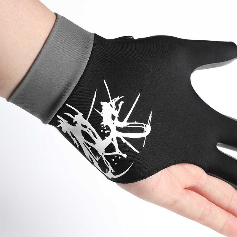 Guantes de billar con tres dedos espesados con una sola superficie de malla transpirable, absorbente de sudor, deshumidificante, antideslizante y resistente al desgaste, guantes de dedos delgados
