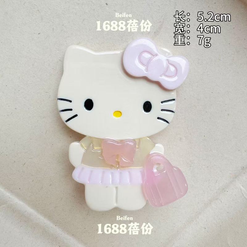新款醋酸拼接卡通KT猫发夹高端边夹helloKitty猫可爱鸭嘴夹头饰|undefined