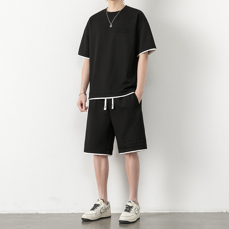 Conjunto de Verano 2025 de Punto Waffle para Hombre, Talla Grande, Casual, de Manga Corta, Moderno, Transpirable, Versátil, Elegante, Holgado y Sencillo.