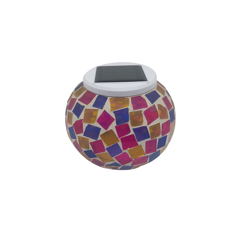 クロスボーダーソーラー太陽光缶パープルローズイエローキャンプランプモザイク風景ランプ屋外ガーデンランプシンプルなパーソナライズされたランプ