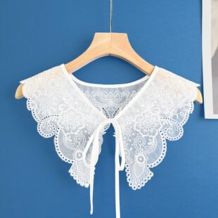 Organza White Embroidered Fake Collar Hot Sale New Arrival Bow Tie-up Dress Sweater Decorative Fake Collar