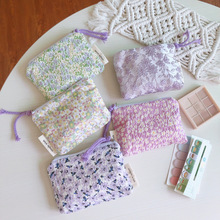 Small Cosmetic Make Up Bag Mini Cotton Floral Organizer跨境