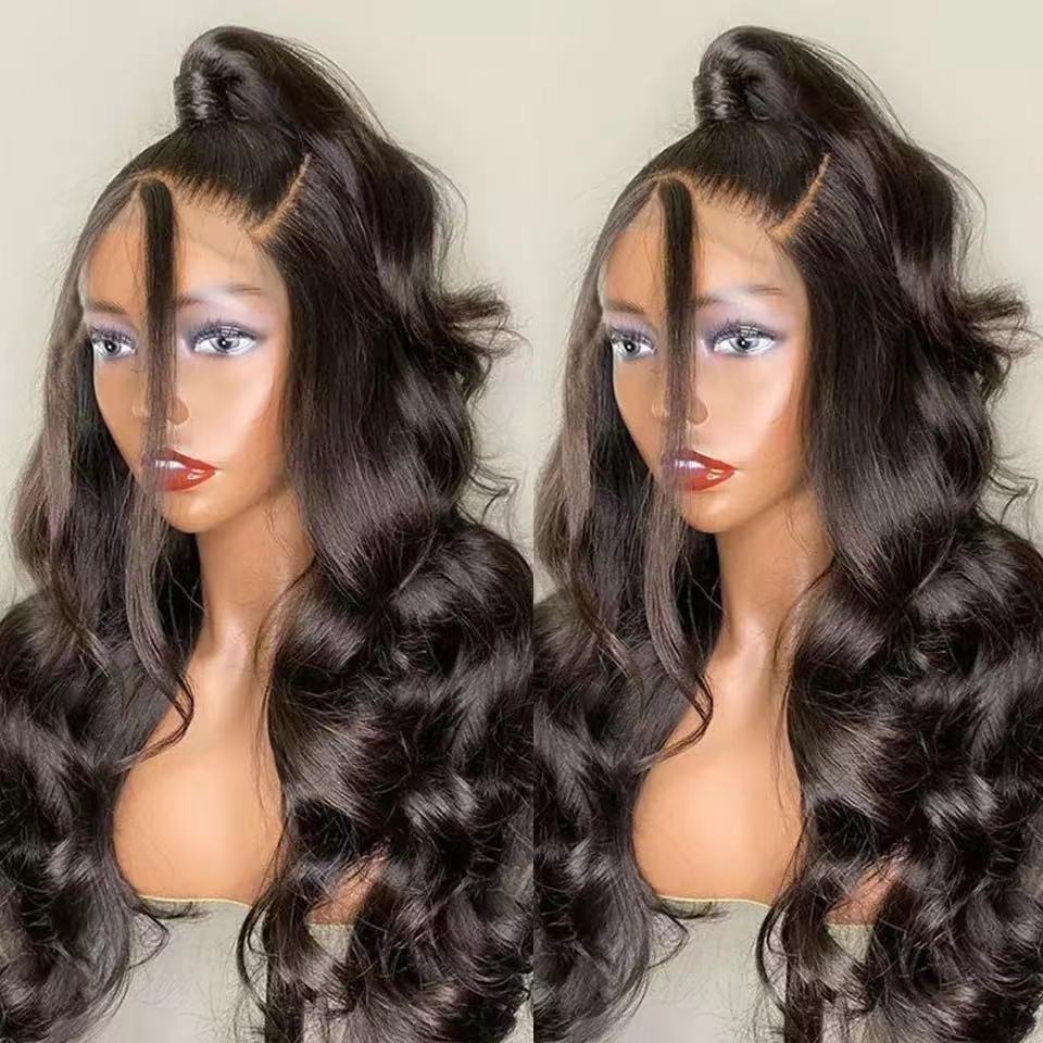 Amazon nueva peluca europea y americana de las mujeres de longitud media larga rizado pelo frente encaje peluca Pelo Largo fibra química completa peluca superior cabeza cubierta
