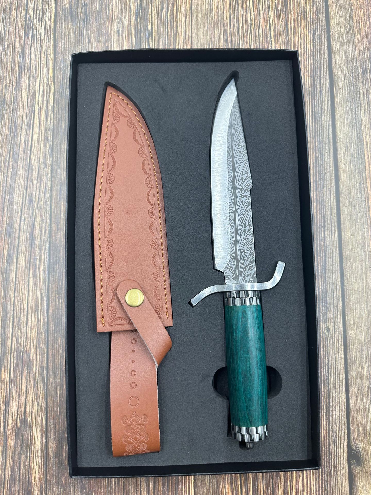 Qianyu 블루 스트레이트 나이프 + 고급 선물 상자