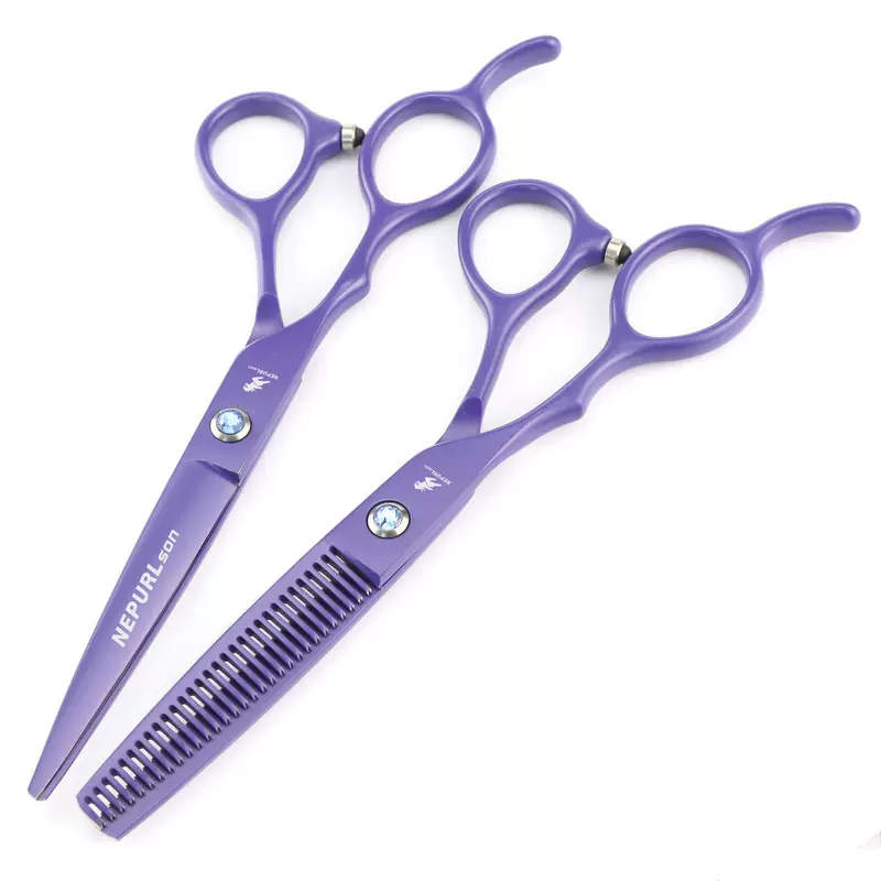 Painted violet left-handed scissors flat scissors straight scissors thin scissors left-handed scissors