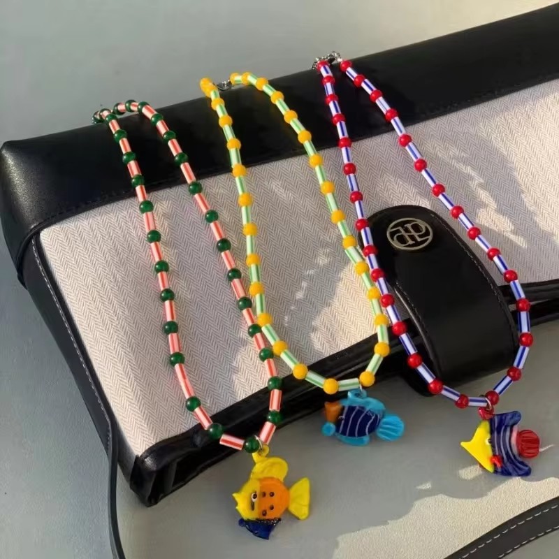 20g Weight Resin Pendant Material Pendant Necklace Classification Resin Chain Material Beaded Chain Chain Type 1 Piece Quantity Party, Street Occasion Resin Material Fish Pattern All Seasons Season Women's Gender Cartoon Style, Cute Style Cartoon Style Cute Fish Resin Beaded Chain Beaded Necklaces Wholesale 3