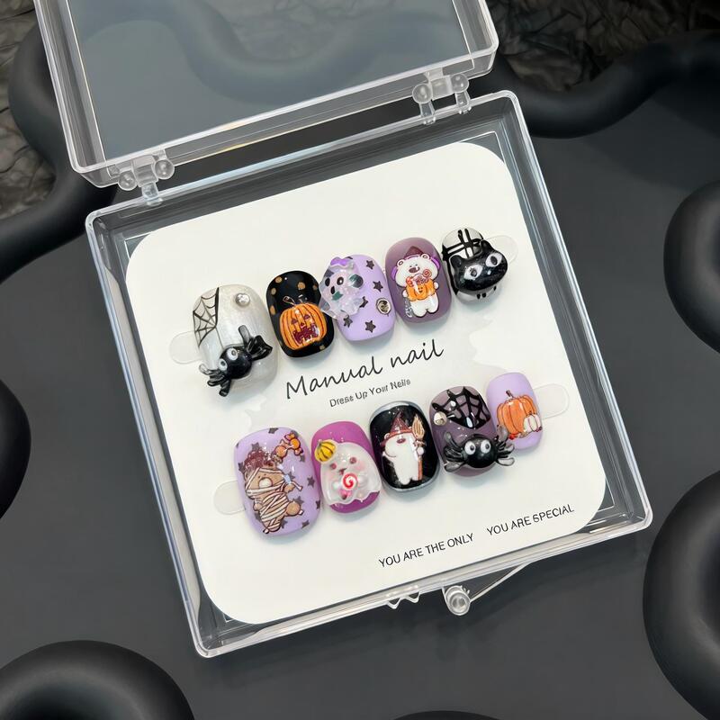 【Halloween】Handmade Cute Cartoon Girl Short Round Removable Nail Stickers A802 【Halloween】Handmade Cute Cartoon Girl Short Round Removable Nail Stickers A802