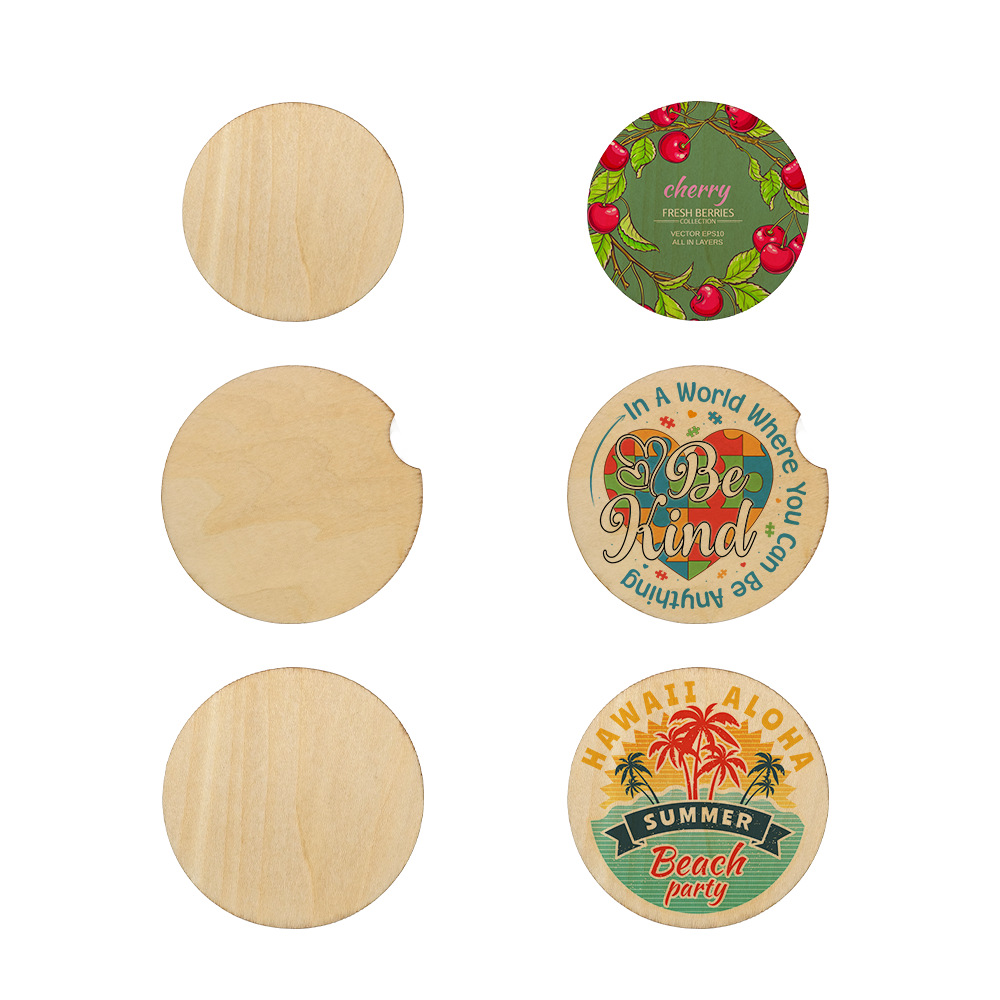 Venta directa de fábrica de sublimación en blanco contrachapado para coche posavasos antideslizantes y antiescaldado posavasos de té al por mayor