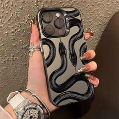 ダークダブルスネーク iPhone17用スマホケース 新型17air14 Apple 16promax 欧米風 13/12対応