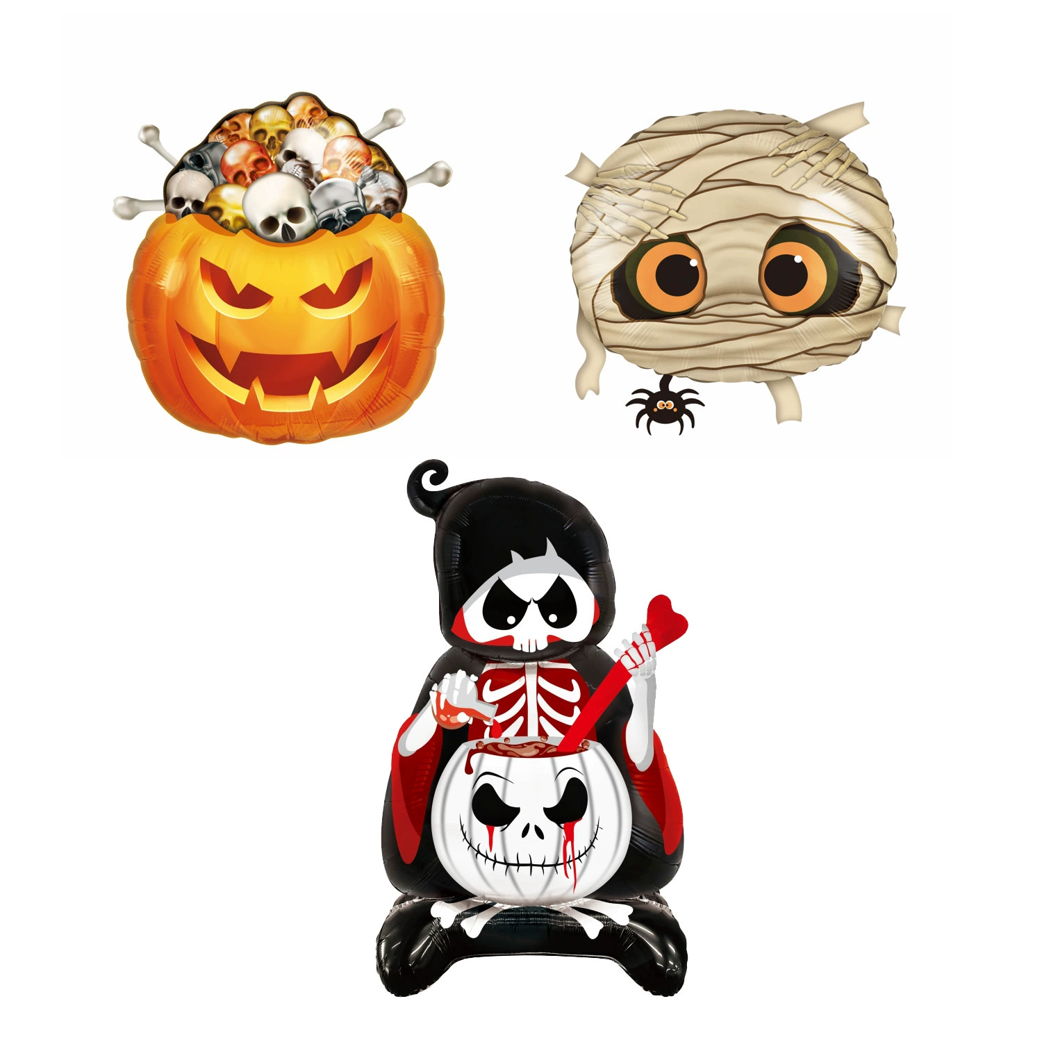Новый кросс-борт Halloween тыква призрак тыква летучая мышь череп мумия большой стоящий алюминиевый фольга шарик