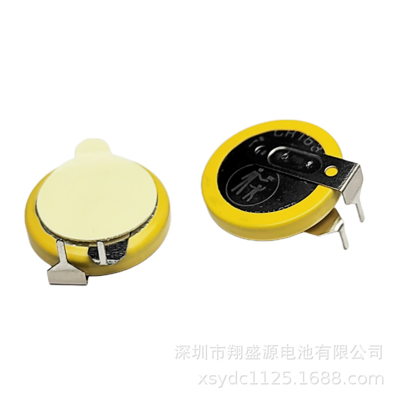 源头厂家CR1632卧式平行插脚电池3V高容量CR1632卧式插件贴双面胶