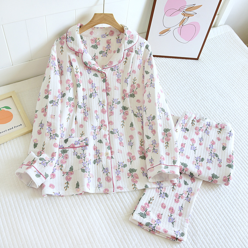 月子服春秋純綿産後秋冬空気綿妊婦授乳パジャマ産婦授乳家庭服