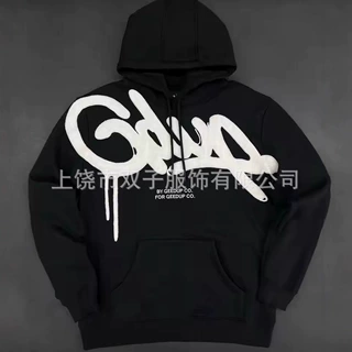 跨境美式街头青少年字母印花长袖连帽衫春秋男女休闲复古百搭卫衣