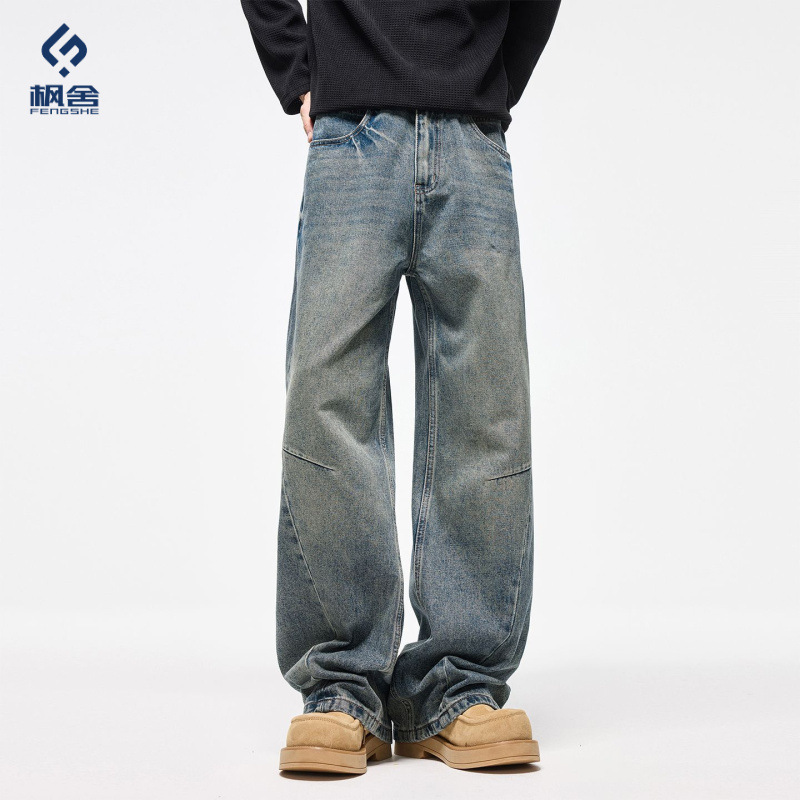 Popular Men's Clothing / 2026 Spring New Style Washed Retro Straight-Leg Jeans for Men, Simple Trendy Brand Versatile Men's Pants