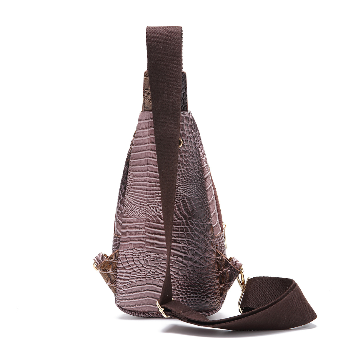 Retro Women's Chest Bag With Crocodile Pattern And Wide Strap_voghion.com