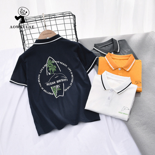 Summer Korean style new boys' short-sleeved medium and large children's cotton POLO short-sleeved shirts children's lapel tops T-shirt wholesale