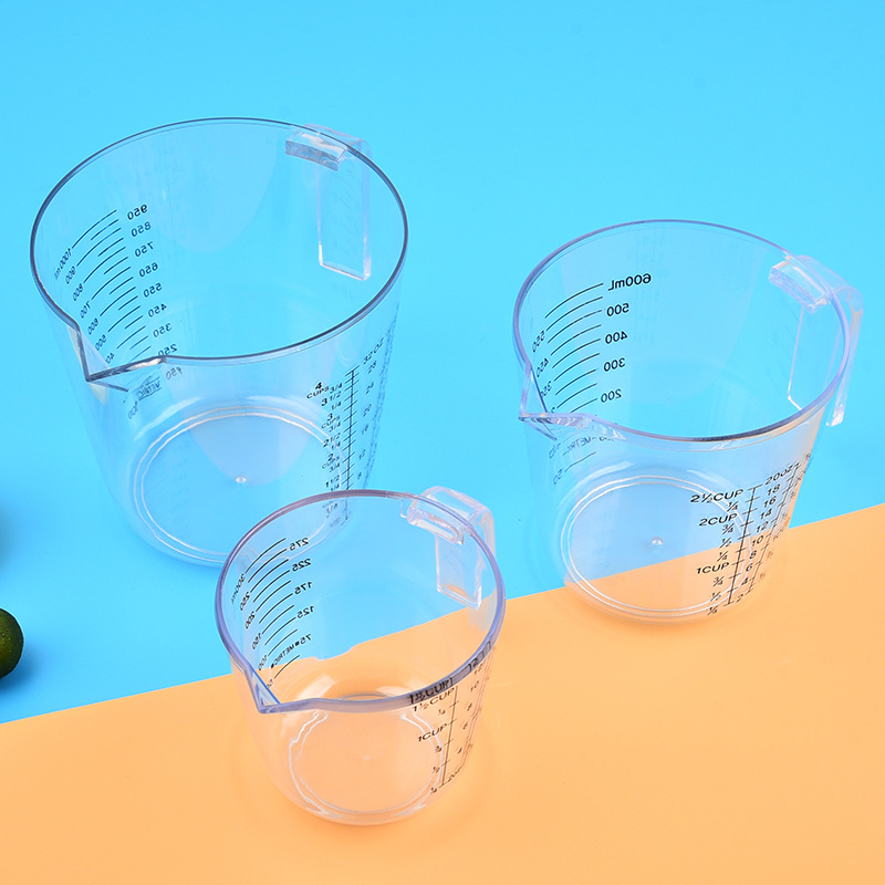 Пластиковый мерный стакан 300/600/1000ml с шкалой Прозрачная выпечка мерная чашка для чая с молоком