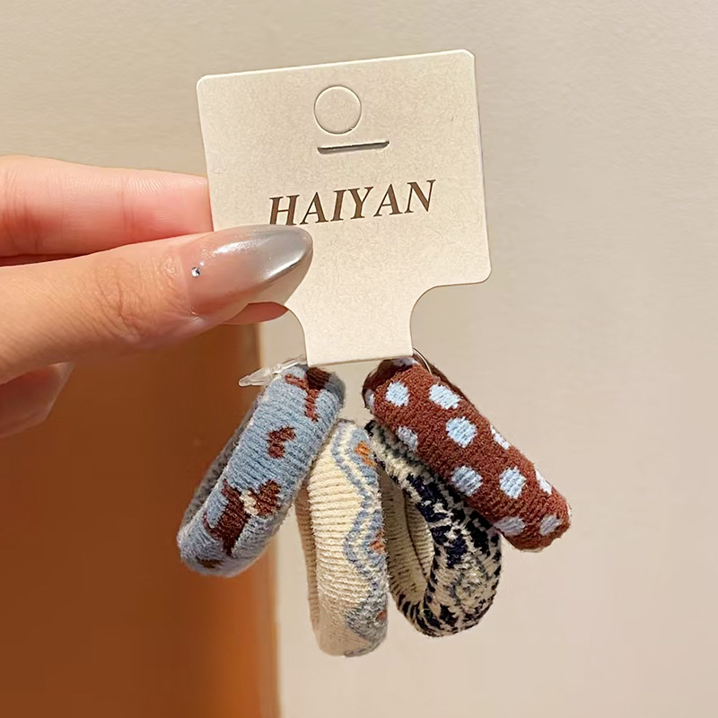Nuevo estilo coreano cuadrado color contraste amor perrito anillo de pelo dulce lindo cabeza cuerda de goma alta decoración de cola de caballo joyas de pelo para mujeres