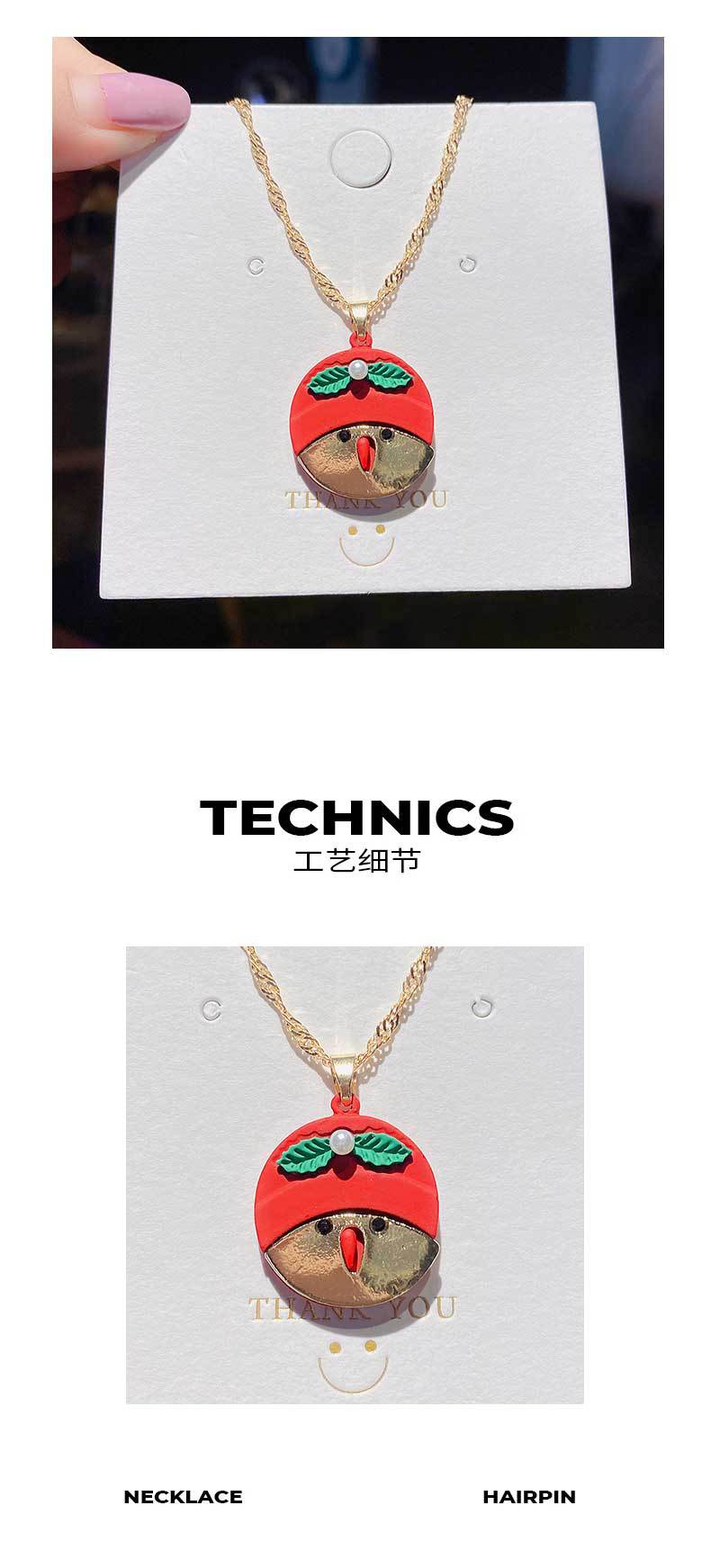 European And American Fashion Hot Selling Dripping Oil Christmas Pendant Necklace Women's Cartoon Santa Claus Snowflake Snowman Clavicle Chain display picture 2