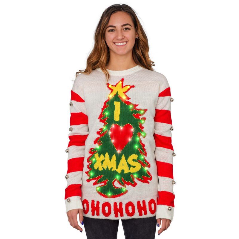 Amazon European and American Autumn and Winter Christmas Bell Sweater Women's Christmas Tree Crewneck Long Sleeve Knitted Sweater Women's YF908