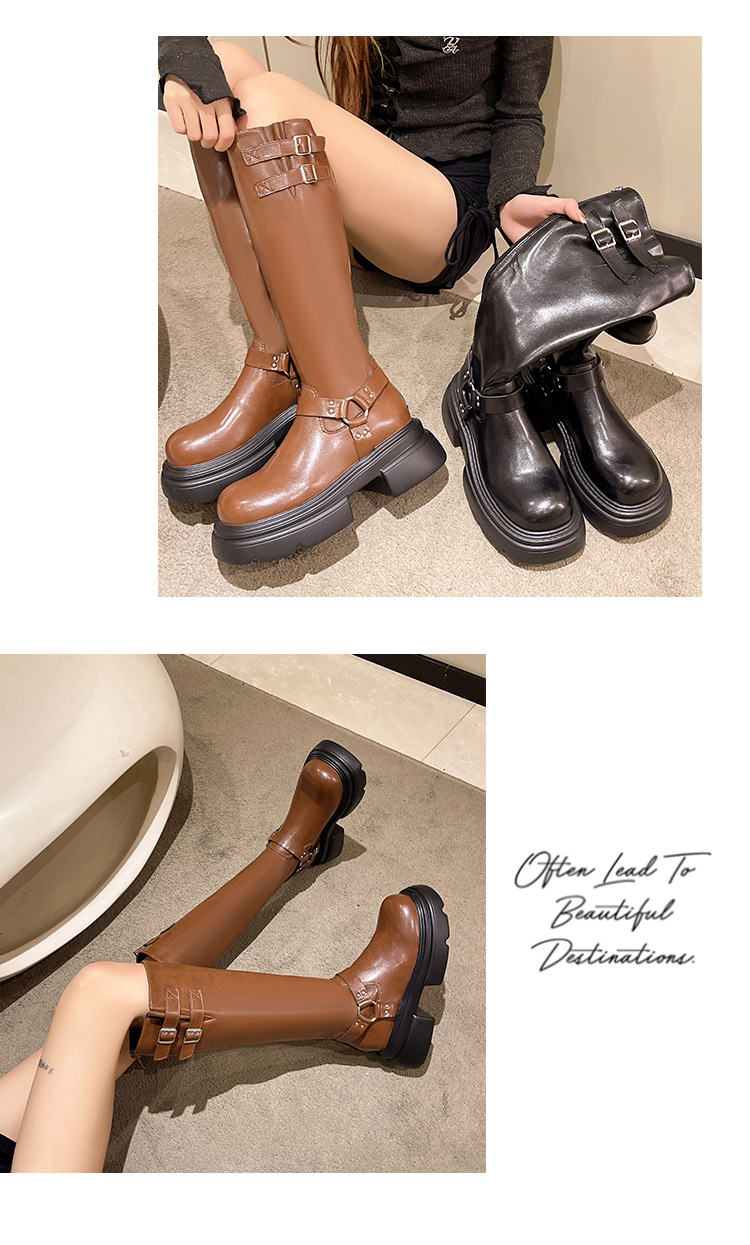 Talpă groasă, versatilă, cu tub lung pentru femei, în toamna anului 2024, cu o senzație de înaltă calitate. Statură mică, creștere în înălțime,_voghion.com