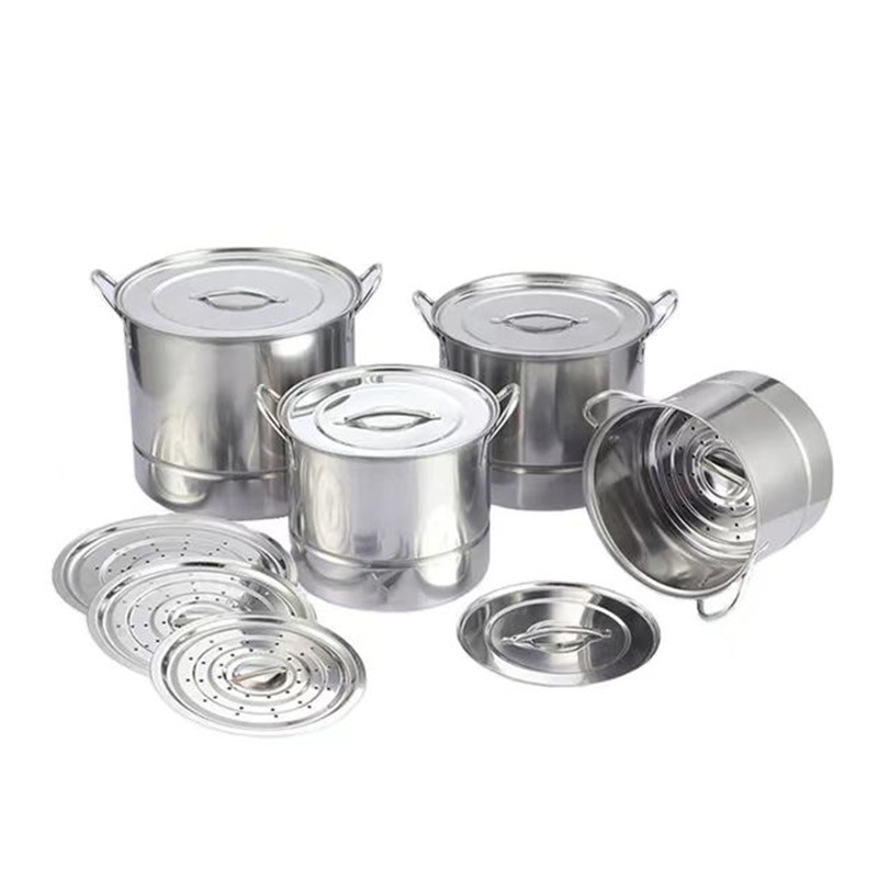 Manufacturer stainless steel four-piece set pot large capacity steamer stock pot combination set soup bucket pot gift pot cross-border