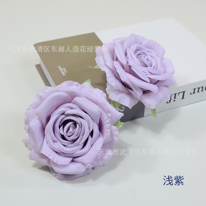 模造巻きバラ花絹布平安バラ花頭卸売り結婚式背景花壁装飾花青生け花|undefined