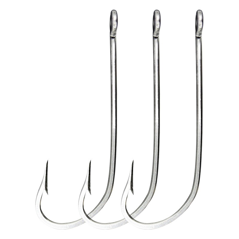 34007 Stainless Steel Seahorse Hook Tube with Long Handle Straight Handle Hook Sea Fishing Barbed Fish Hook Bass Hook Black Fish Hook