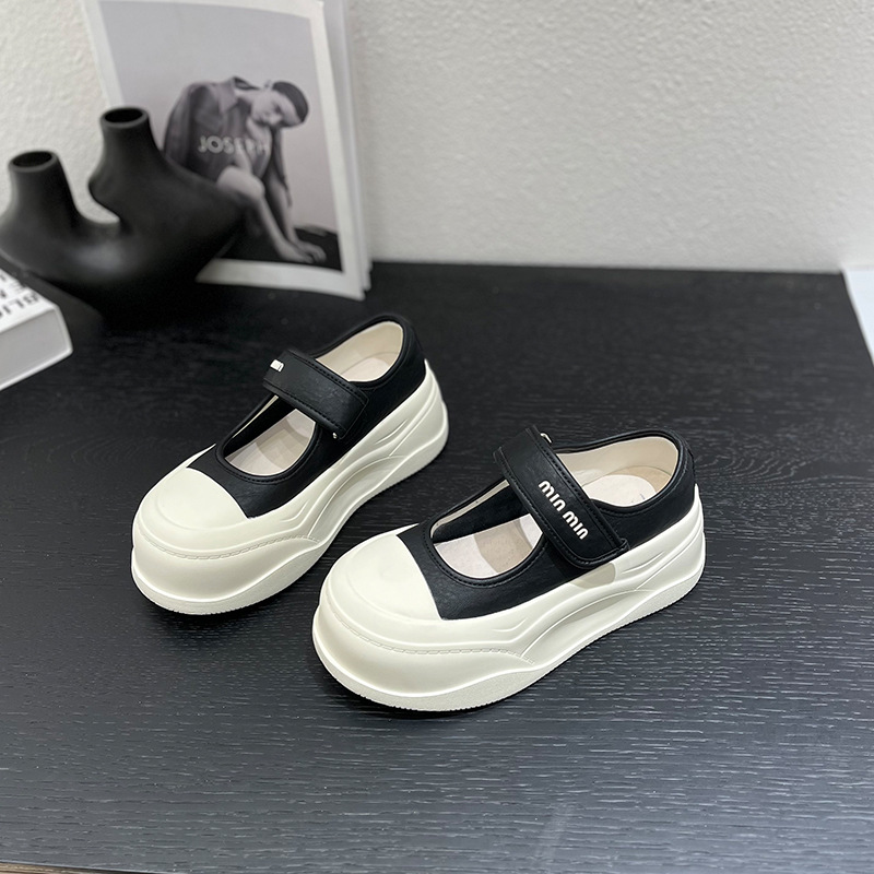 2025 primavera y verano nuevo estilo 6cm suela de bizcocho zapatos Mary Jane de cuero ligero zapatos pequeños de todo fósforo de moda para mujer