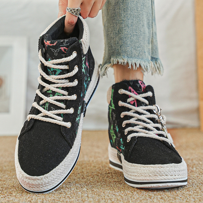 Velocidad de tela de meandarra, zapatos casuales para hombres de alto nivel, nuevos zapatos deportivos retro diarios de alta altura de otoño.