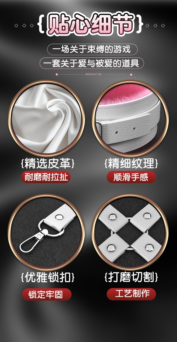 Couples Bondage Kit with Nipple Clamps, Handcuffs, Ball Gag, Whip and Low-Temperature Candle — detail image 4