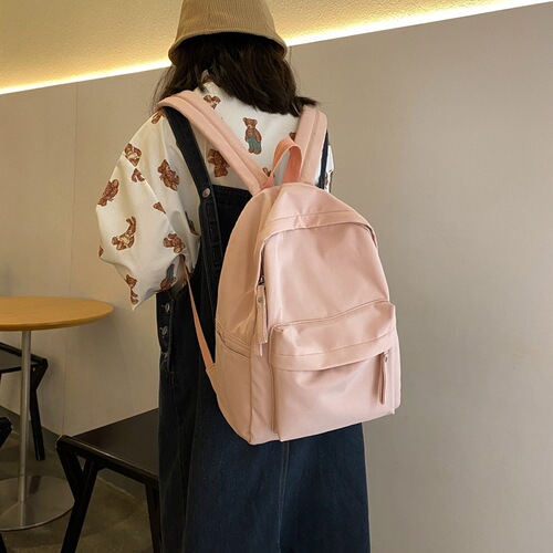 Unprinted solid color schoolbag for women Korean version Harajuku ulzzang college student backpack forest style simple large capacity backpack