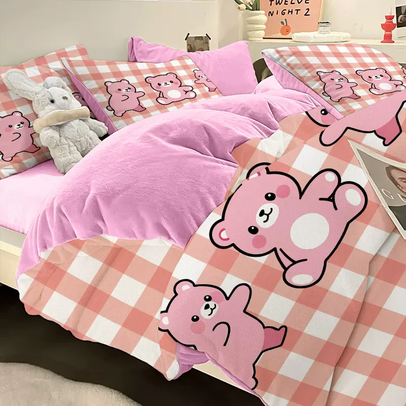 加厚牛奶绒保暖四件套床上用品秋冬季水晶绒被套床单亲肤源头工厂