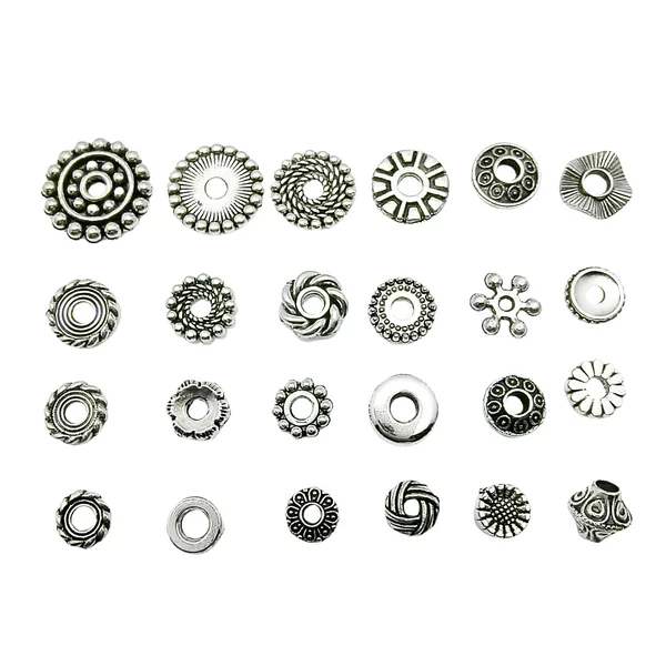 26 Amazon cross-border diy accessories Xizang silver alloy spacer handmade beaded gasket hand necklace bead wholesale