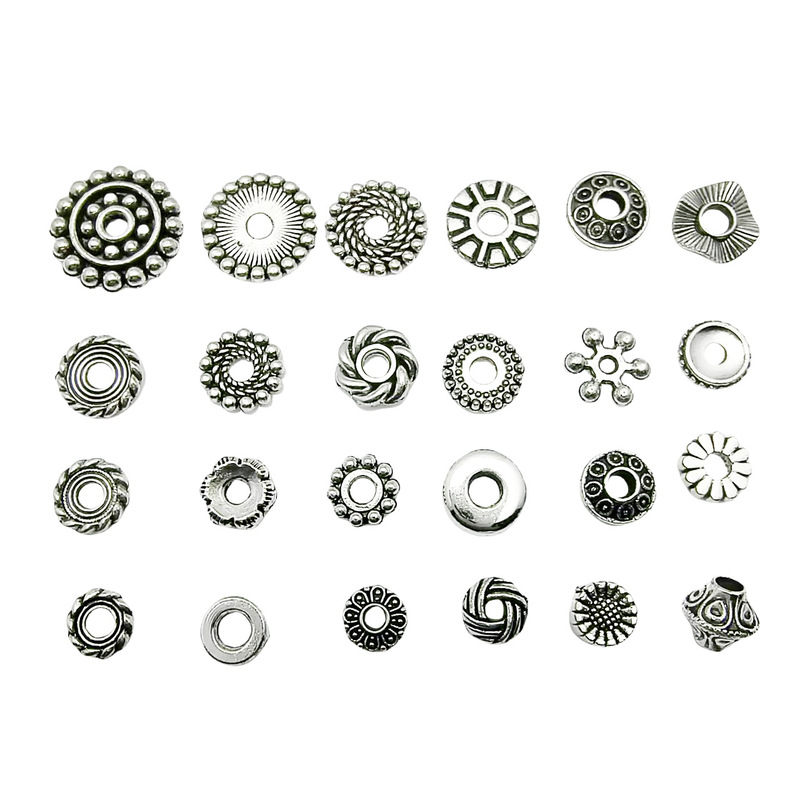 26 Amazon cross-border diy accessories Xizang silver alloy spacer handmade beaded gasket hand necklace bead wholesale