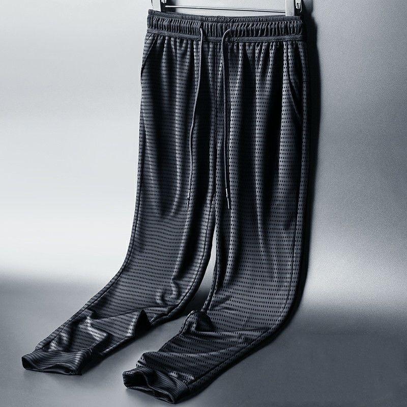 [air conditioning pants] summer mesh ice silk cool feeling elastic men's air conditioning leisure thin sports plus size leggings