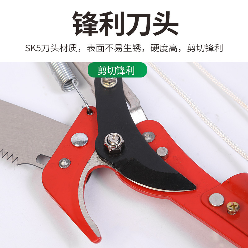 Winda dos poleas de alta rama tijeras de jardín herramientas de recolección de frutas tijeras de corte de gran altura hoja de sierra telescópica varilla de aleación de aluminio