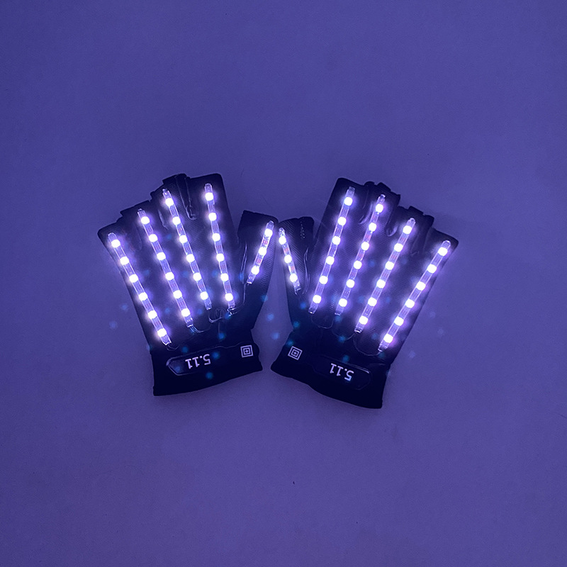 #547 5V多功能-led金刚狼手套(充电款)-七彩流水款