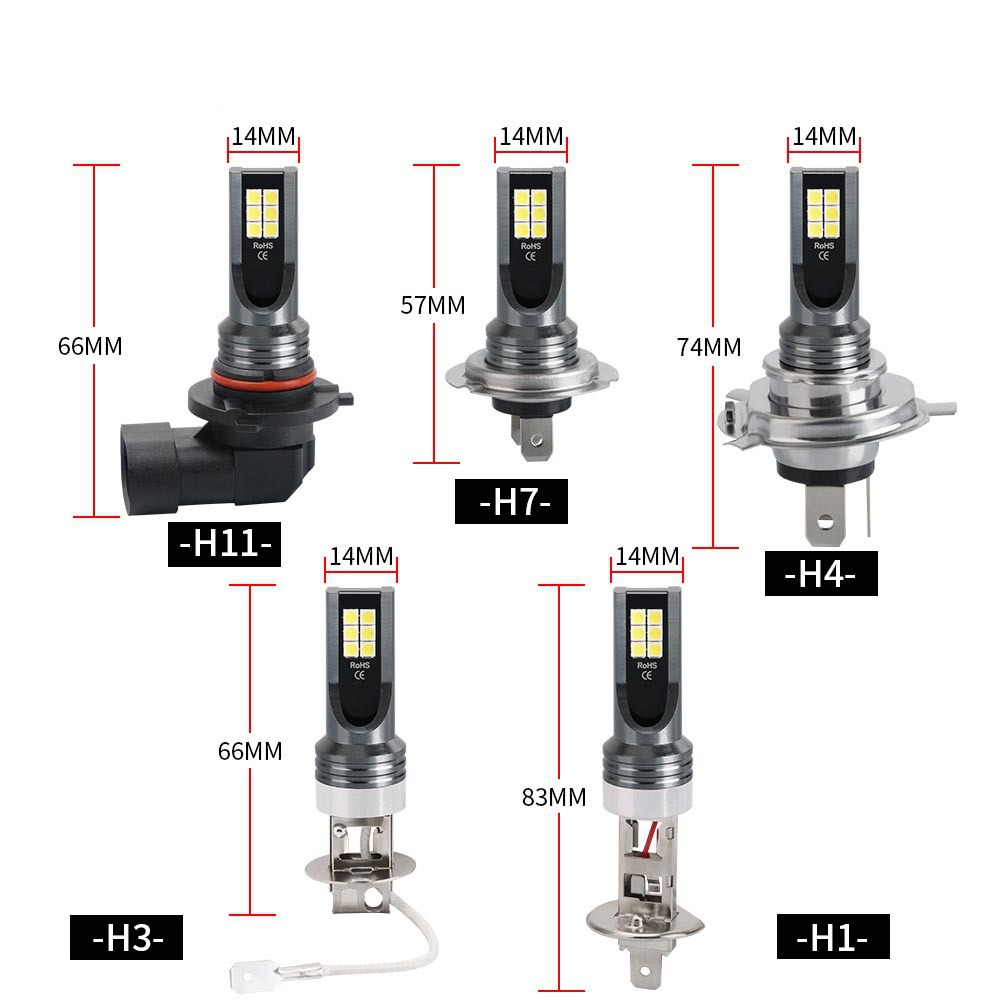 Car Led Anti-Fog Light Modification H1H3H4H7H11H8 Car Lights Low Beam High Beam Xenon H8/H11 Super Bright