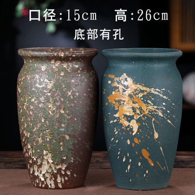 Flower pot Coarse pottery Incision Scindapsus Hand Stick Flower Cliff ceramics pot Square Bonsai pots On behalf of