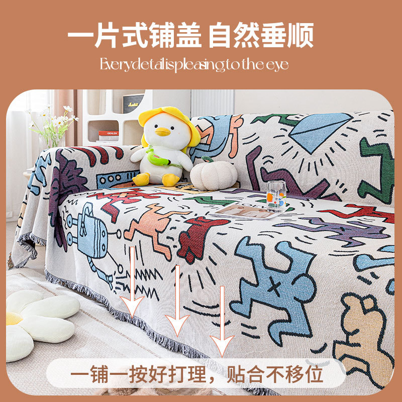 Comercio exterior transfronterizo graffiti sofá americano cubierta toalla de tela sofá nórdico manta cubierta toalla sofá cubierta cojín todo incluido a prueba de polvo