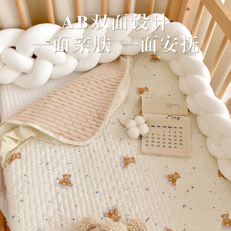 宝宝纯棉秋冬加厚床笠新生婴儿豆豆绒床垫幼儿园儿童拼接床罩|undefined