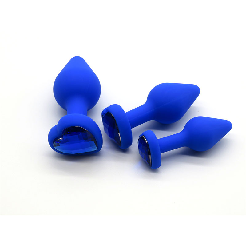 Heart-Shaped Silicone Anal Plug, Large Blue Waterproof Design for Adults — detail image 3
